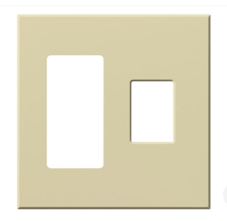 Lutron VWP-2RC-IV Vareo Architectural Wallplate - 2 Gang - 1 Accessory/ 1 Dimmer - lvory Finish
