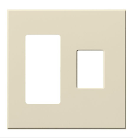 Lutron VWP-2RC-LA Vareo Architectural Wallplate - 2 Gang - 1 Accessory/ 1 Dimmer - Light Almond Finish