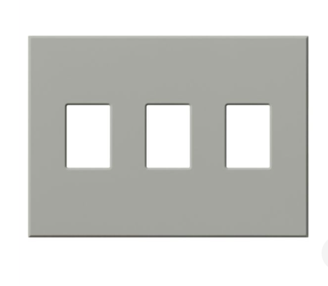 Lutron VWP-3-GR Vareo Architectural Wallplate - 3 Gang - Dimmer Only - Grey Finish