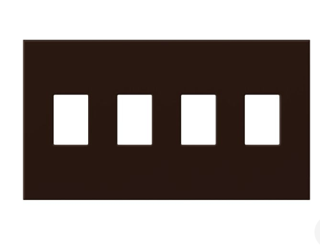 Lutron VWP-4-BR Vareo Architectural Wallplate - 4 Gang - Dimmer Only - Brown Finish