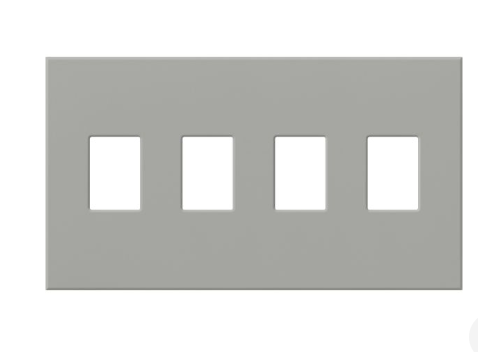 Lutron VWP-4-GR Vareo Architectural Wallplate - 4 Gang - Dimmer Only - Grey Finish