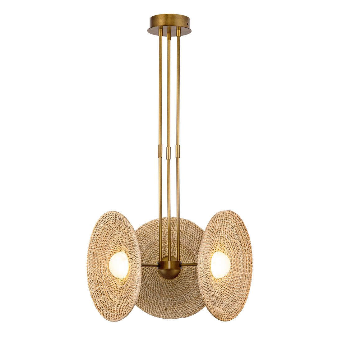 Alora Lighting PD350318VBWO Harbour LED 18.25 inch Vintage Brass Pendant Ceiling Light in Woven
