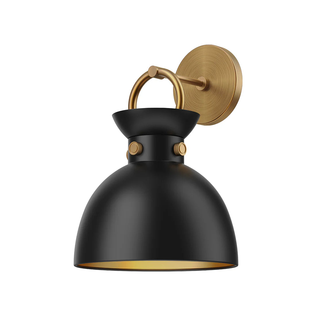 Alora Mood WV411309AGMB Waldo 9-Inch Wall/Vanity Light - Matte Black/Aged Gold Steel, E26, 60W Max, Damp Rated