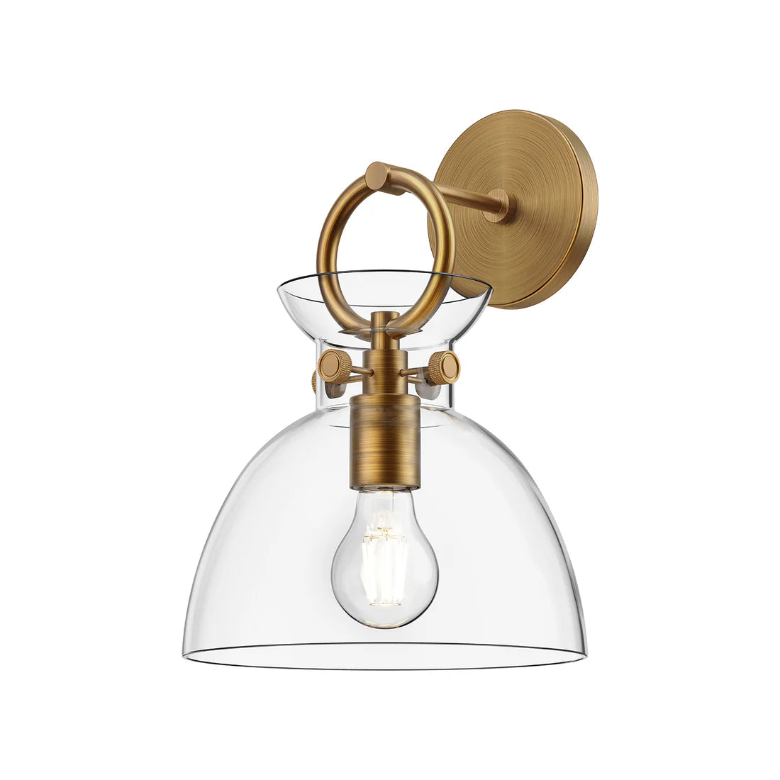 Alora Mood WV411809AGCL Waldo 9-Inch Wall/Vanity Light - Aged Gold, Clear Glass, E26, 60W Max, Damp Rated