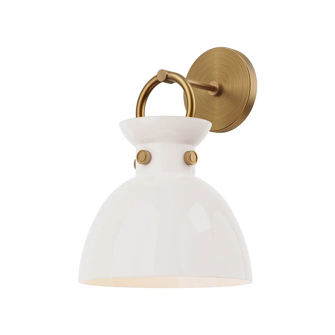 Alora Mood WV411809AGGO Waldo 9-Inch Wall/Vanity Light - Aged Gold, Glossy Opal Glass, E26, 60W Max, Damp Rated