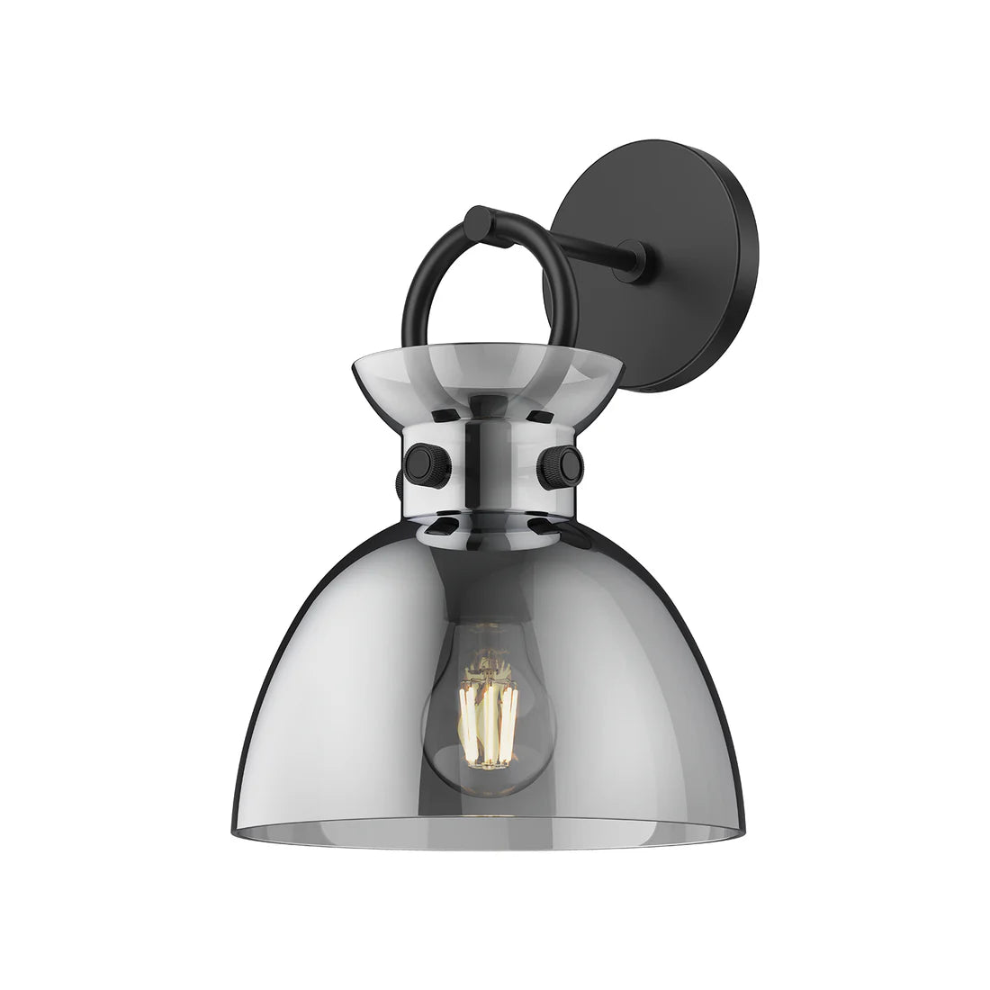 Alora Mood WV411809MBSM Waldo 9-Inch Wall/Vanity Light - Matte Black, Smoked Glass, E26, 60W Max, Damp Rated