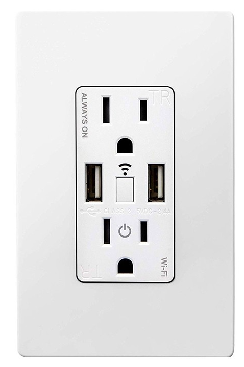 Enerlites WF2UM-W Smart Wifi 2.4A USB Outlet & 15A 120V Duplex Receptacle, White