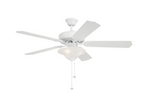 Westgate WFL-105-PC-5B-52-WH-WH 52" MDF 5-Blade Ceiling Fan & Light, Wattage 7W, Color Temperature 3000K, Voltage 120V, White Finish