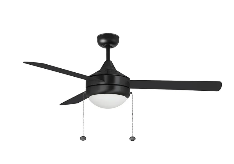 Westgate WFL-112-PC-3B-52-MCT-BK-BK LED 52" Plywood 3 Blade Ceiling Fan & Light, 20W, CCT 3000K/4000K/5000K, Black Finish