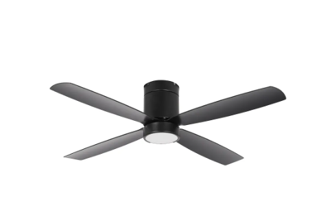 Westgate WFL-118-WS-4B-52-30K-BK-BK 52" White Finish AB 4-Blade Ceiling Fan & Light, Wattage 19W, Color Temperature 3000K, Voltage 120V, Black Finish