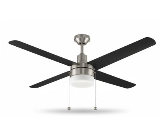 Westgate WFL-119-PC-4B-48-BN-BK Ceiling Fan, 3x19W, 89lm/W, 3000K, Brushed Nickel, Black Blades