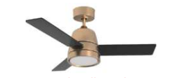 Westgate WFL-512-WS-3B-36-30K-GD-BK 36″ 18 W Ceiling Fan with Integrated LED Light – Gold Housing & Black Blades