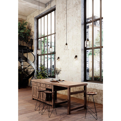 AFX Lighting WMMP08MBSB William 1 Light 8 Inch Pendant In Satin Brass With Clear Glass