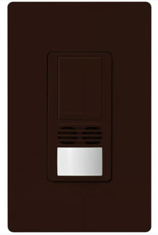Lutron WMS-A102-BR Maestro Dual-Tech Motion Sensor Switch, TAA Compliant, 6A, 120-277V, 1 Pole, Ground/Neutral Required, Brown Finish