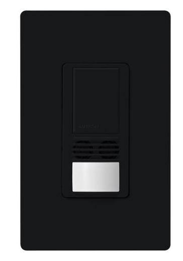 Lutron WMS-A102-BTBU Maestro Dual-Tech Motion Sensor Switch, TAA Compliant, 6A, 120-277V, 1 Pole, Ground/Neutral Required, Black Finish