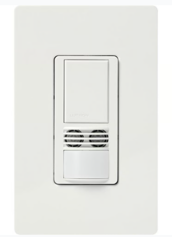 Lutron WMS-A102-V-WH Maestro Dual-Tech Motion Sensor Switch, Vacancy Only, TAA Compliant, 6A, 120-277V, Single Pole, White Finish