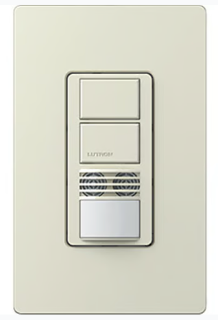 Lutron WMS-A202-LA Maestro Dual Circuit Dual-Tech Motion Sensor Switch, TAA Compliant, 6A, 120-277V, 1 Pole, Ground/Neutral Required, Light Almond Finish
