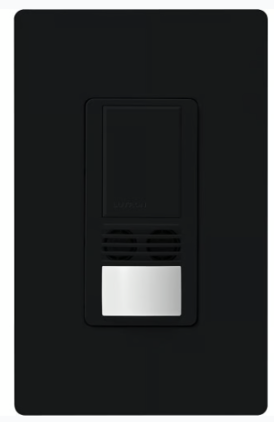 Lutron WMS-B102-BL Maestro Dual-Tech Motion Sensor Switch, TAA Compliant, 6A, 120-277V, 1 Pole/3-Way, Neutral Required, Black Finish