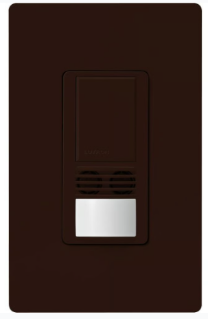 Lutron WMS-B102-V-BR Maestro Dual-Tech Motion Sensor Switch, Vacancy Only, TAA Compliant, 6A, 120-277V, 1 Pole/3-Way, Brown Finish