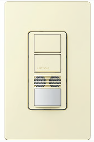 Lutron WMS-B202-AL Maestro Dual Circuit Dual-Tech Motion Sensor Switch, TAA Compliant, 6A, 120-277V, 1 Pole/3-Way, Neutral Required, Almond Finish