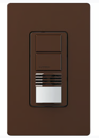Lutron WMS-B202-BR Maestro Dual Circuit Dual-Tech Motion Sensor Switch, TAA Compliant, 6A, 120-277V, 1 Pole/3-Way, Neutral Required, Brown Finish