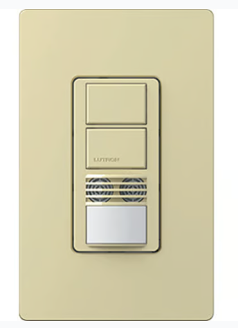 Lutron WMS-B202-IV Maestro Dual Circuit Dual-Tech Motion Sensor Switch, TAA Compliant, 6A, 120-277V, 1 Pole/3-Way, Neutral Required, Ivory Finish