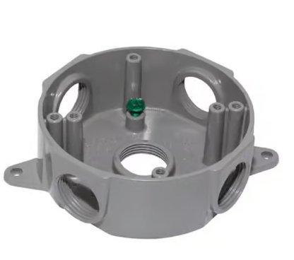 Westgate WRB50-5-BK Round Extension Box, 4" Deep, 1/2" Trade Size, 5 Outlet Holes, 15.8 cu. in., Black Finish