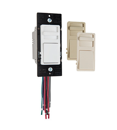 Wattstopper WS4FBL3PTC Wide Slide Series 0-10V Fluorescent/LED Single Pole/3-Way Slide Dimmer, Preset, Tri-Color Finish