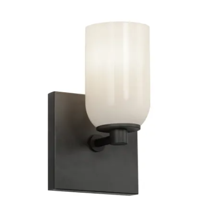 Kuzco Lighting WS57704-BK/GO Nola 9" Tall LED Wall Sconce Light, 40W, 120V Black / Glossy Opal Glass Finish