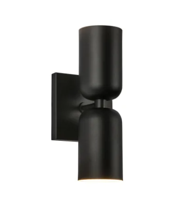 Kuzco Lighting WS57712-BK Nola 2 Light 13" Tall Wall Sconce Light, 40W, 120V Black Finish
