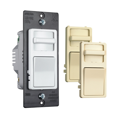 Wattstopper WS703PTC Trademaster® Wide Slide700W Preset Incandescent Dimmer, Three Interchangeable Face Finish