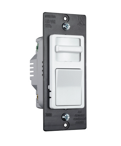 Wattstopper WS703PW Trademaster® Wide Slide700W Preset Incandescent Dimmer, White Interchangeable Face Color Finish