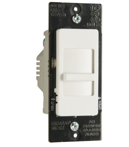 Wattstopper WSCL450W Wide Slide Series CFL/LED/Incandescent Single Pole/3-Way Paddle Slide Dimmer, Non-Preset, White Finish