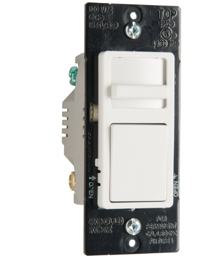 Wattstopper WSCL453PW Wide Slide Series CFL/LED/Incandescent Single Pole/3-Way Paddle Slide Dimmer, Preset,, White Finish