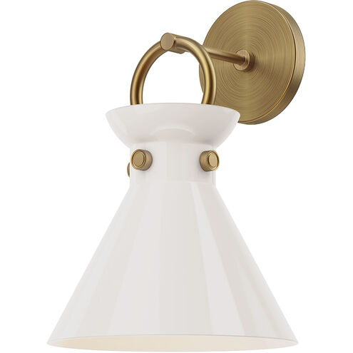 Alora Mood WV412509AGGO Emerson 1 Light 8.75 inch Aged Gold Bath Vanity Light Wall Light in Glossy Opal
