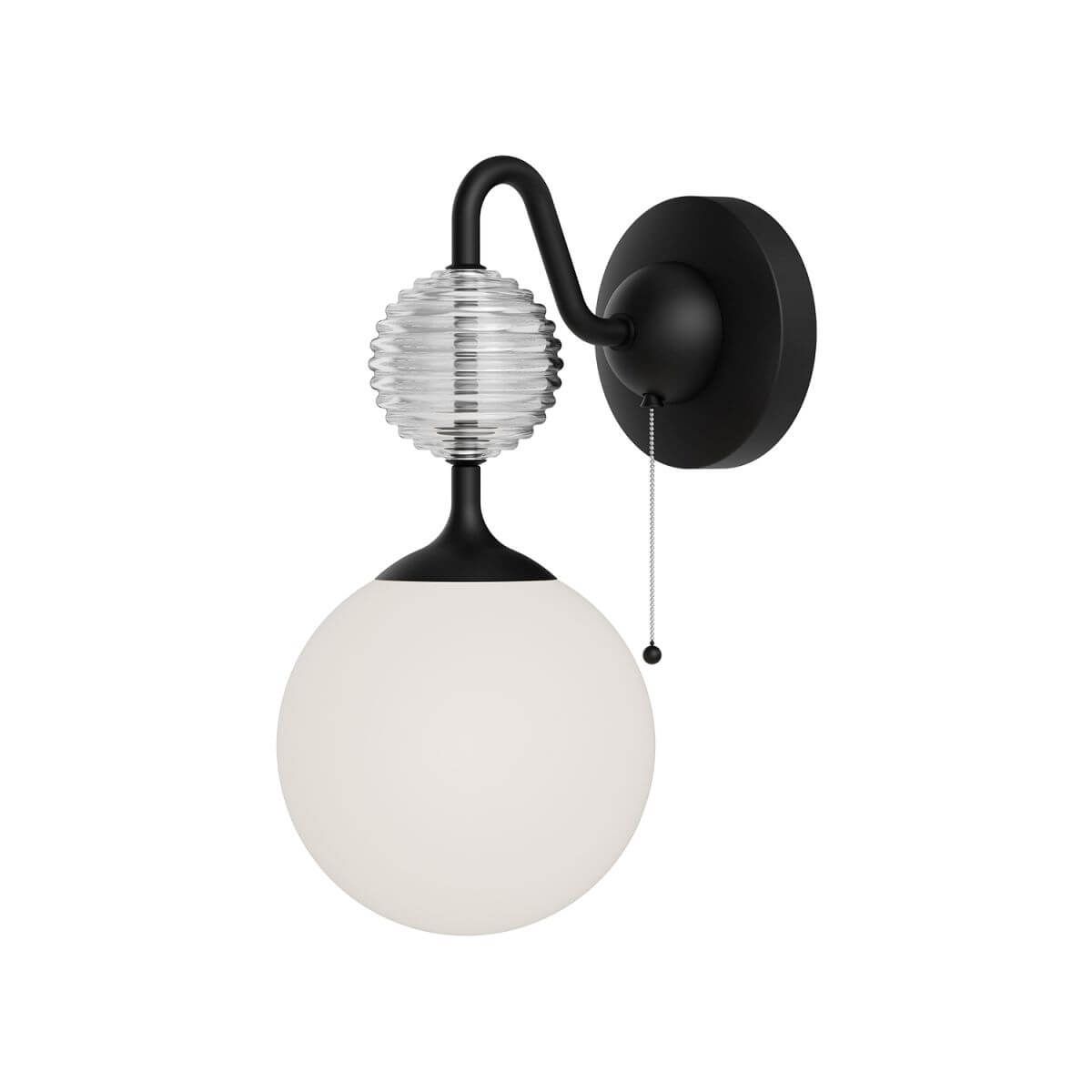 Alora Mood WV415306MBOP 13" Tall Celia 1-Light LED Wall Sconce - Matte Black / Matte Opal Glass / Clear Ribbed Glass