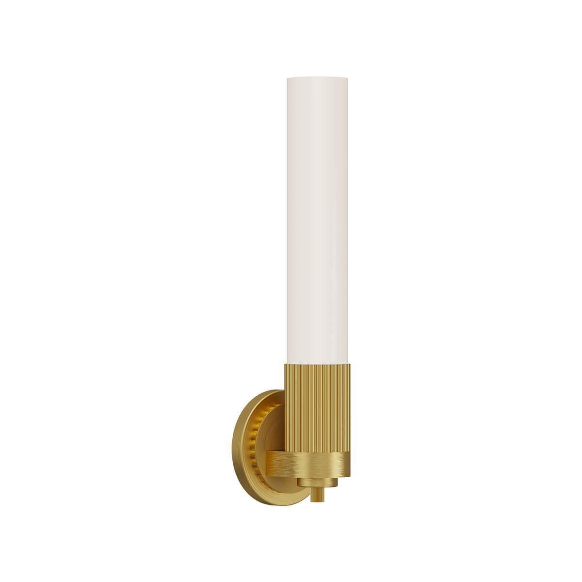 Alora Mood WV416101BG 17" Tall Rue 1-Light LED Wall Sconce - Brushed Gold / Glossy Opal Glass