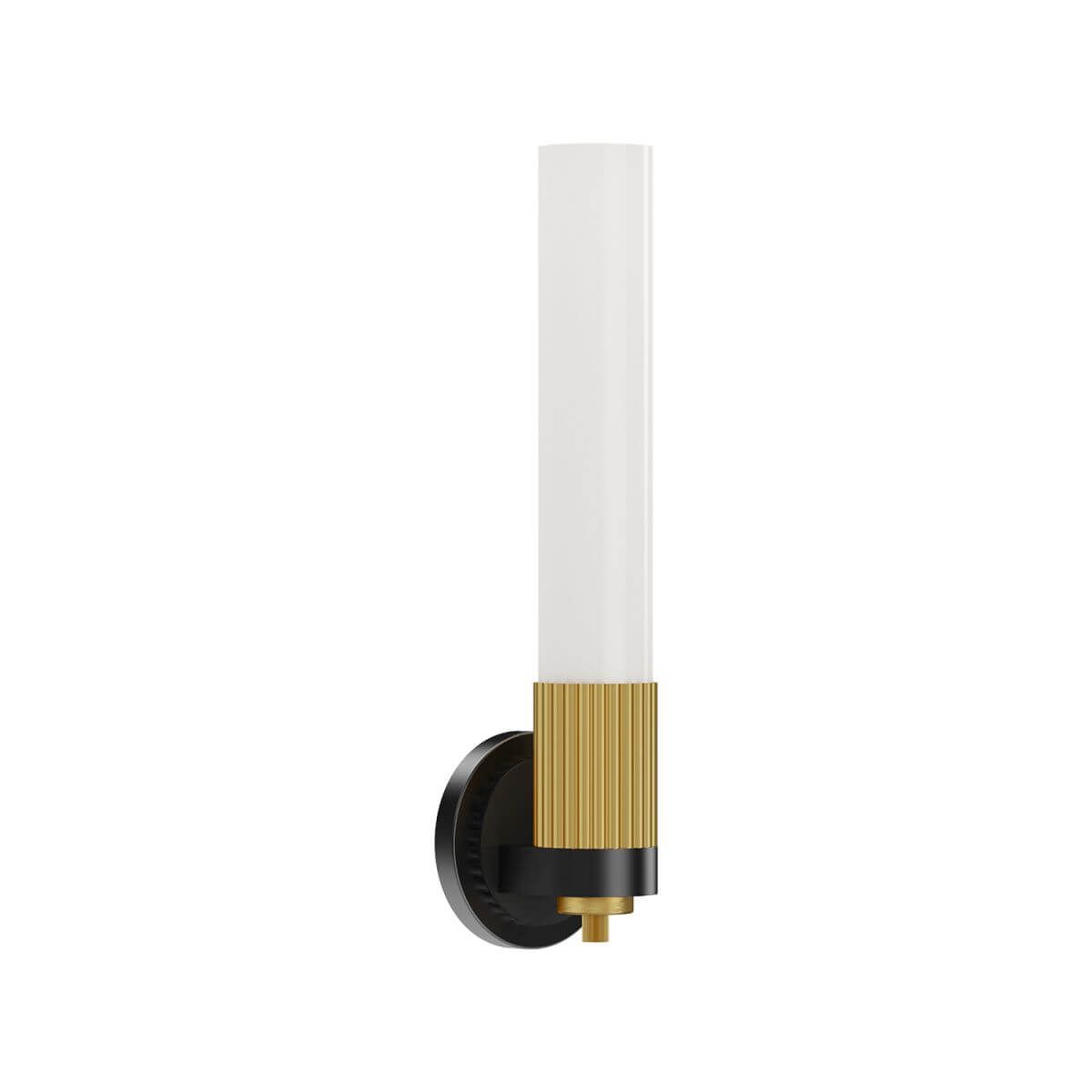 Alora Mood WV416101MBBG 17" Tall Rue 1-Light LED Wall Sconce - Matte Black / Brushed Gold / Glossy Opal Glass