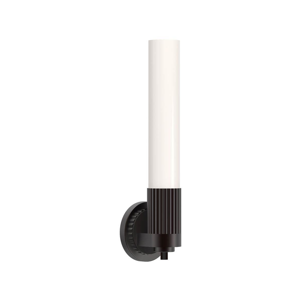 Alora Mood WV416101WB 17" Tall Rue 1-Light LED Wall Sconce - Warm Bronze / Glossy Opal Glass