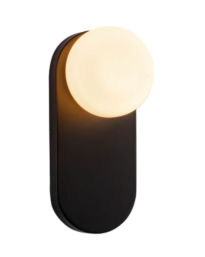 Alora Mood WV425112MBOP Ariel 1 Light 13 inch Tall Wall Sconce in Matte Black with Opal Glass Shade