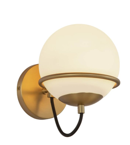 Alora Mood WV458107AGOP Alba 1 Light 10 inch Bath Vanity Light in Aged Brass with Opal Glass Shade