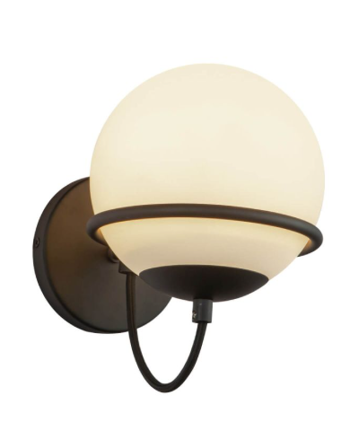 Alora Mood WV458107MBOP Alba 1 Light 10 inch Bath Vanity Light in Matte Black with Opal Glass Shade