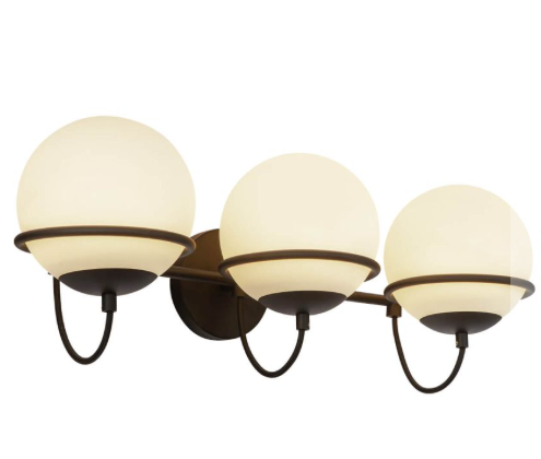 Alora Mood WV458324MBOP Alba 3 Light 24 inch Bath Vanity Light in Matte Black with Opal Glass Shade