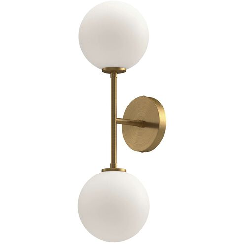 Alora Mood WV549220AGOP Cassia 2 Light 6 inch Bath Vanity Wall Light in Opal Glass Shade Aged Gold Finish