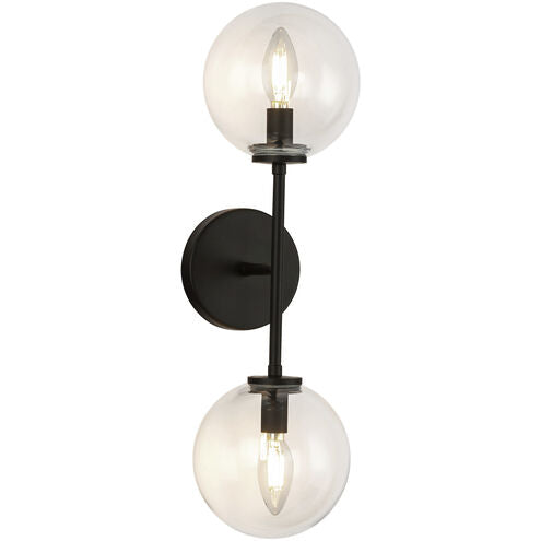 Alora Mood WV549220MBCL Cassia 2 Light 6 inch Bath Vanity Wall Light in Clear Glass Shade Matte Black Finish