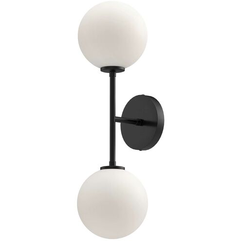 Alora Mood WV549220MBOP Cassia 2 Light 6 inch Bath Vanity Wall Light in Opal Glass Shade Matte Black Finish