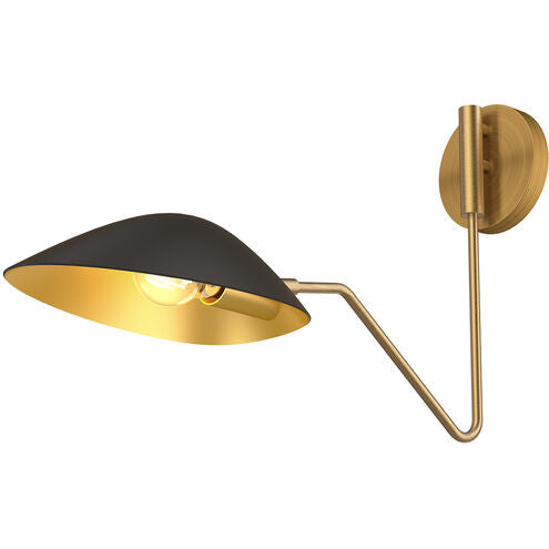 Alora Mood WV550006MBAG Oscar 1 Light 8 inch Bath Vanity Wall Light Aged Gold and Matte Black Finish