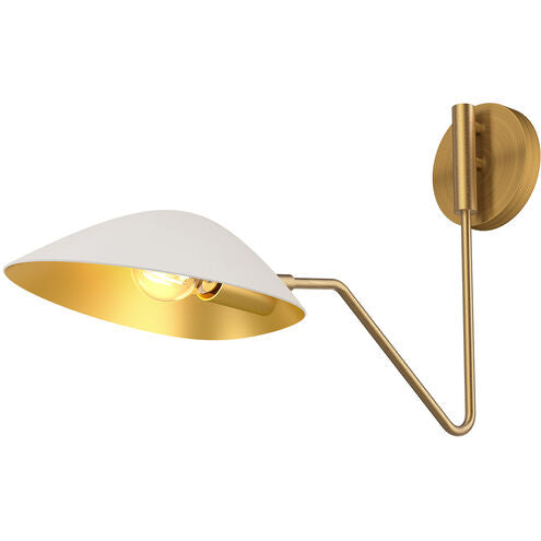 Alora Mood WV550006WHAG Oscar 1 Light 8 inch Bath Vanity Wall Light Aged Gold and White Bath Finish