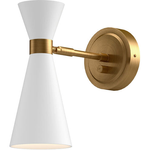Alora Mood WV574404WHAG Blake 1 Light 4.38 inch Bath Vanity Wall Light Aged Gold and White Finish