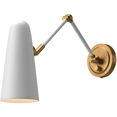 Alora Mood WV578925WHAG Daniel 1 Light 5 inch Bath Vanity Wall Light Aged Gold and White Finish